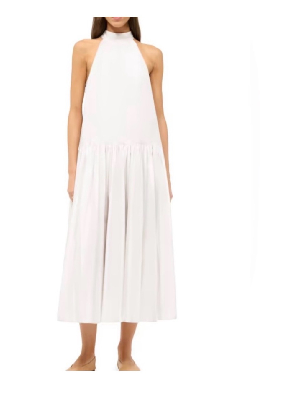 STAUD Marlowe Poplin Halter Midi-Dress
